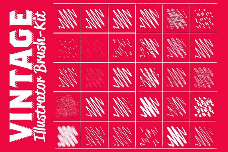 Illustrator复古插画笔刷套装 笔刷资源 sucaiwan.com