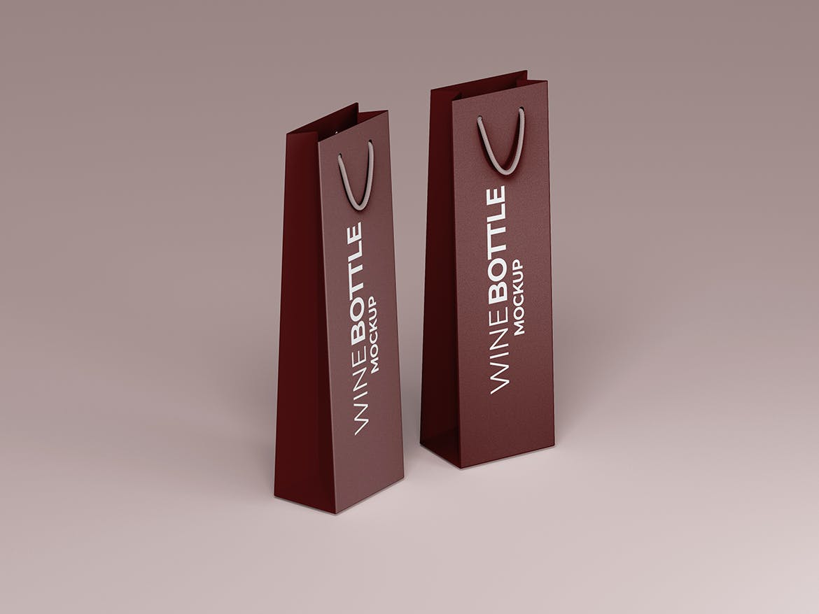 葡萄酒购物袋品牌设计样机 Wine Shopping Bag Mockup 样机素材 sucaiwan.com
