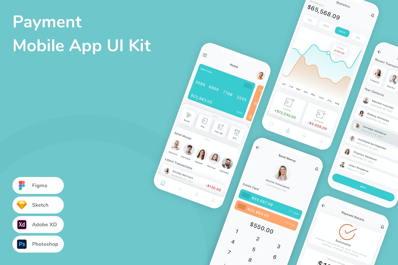支付付款App应用程序UI设计模板套件 Payment Mobile App UI Kit APP UI sucaiwan.com