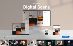 手机电脑UI设计展示场景样机模板PSD