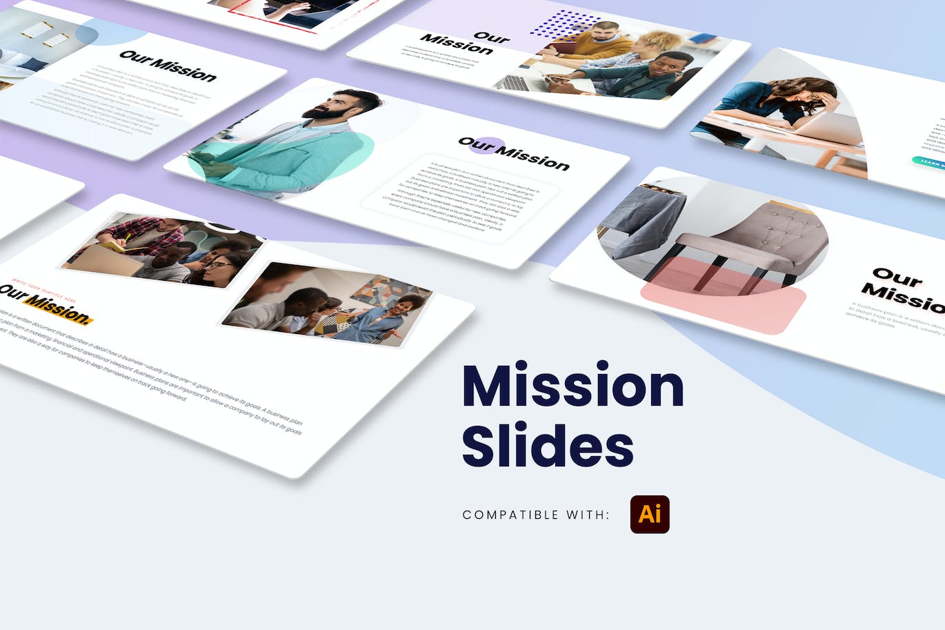 工作任务信息图表矢量模板 Business Mission Slides Illustrator Infographics 幻灯图表 sucaiwan.com