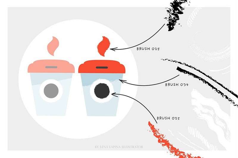 80个干油墨AI矢量笔刷 笔刷资源 sucaiwan.com
