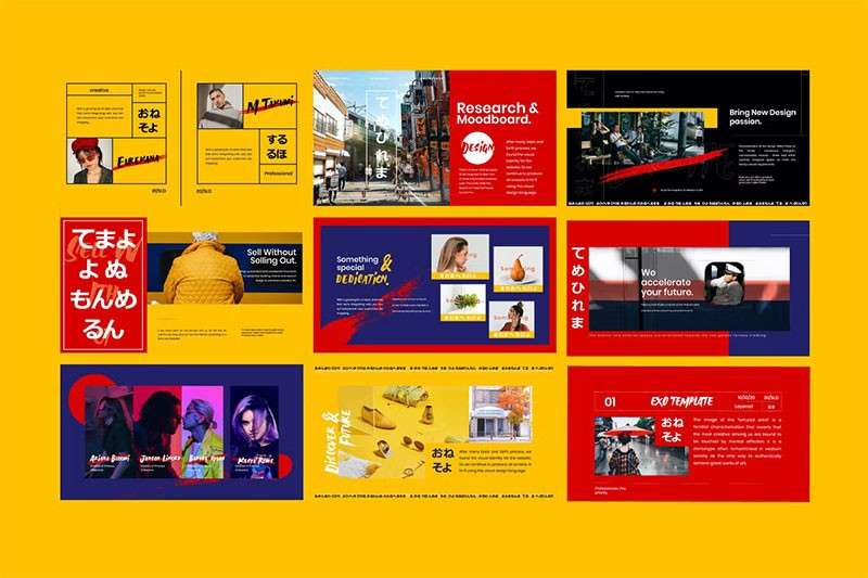 时尚日式风格PPT模板 样机素材 sucaiwan.com