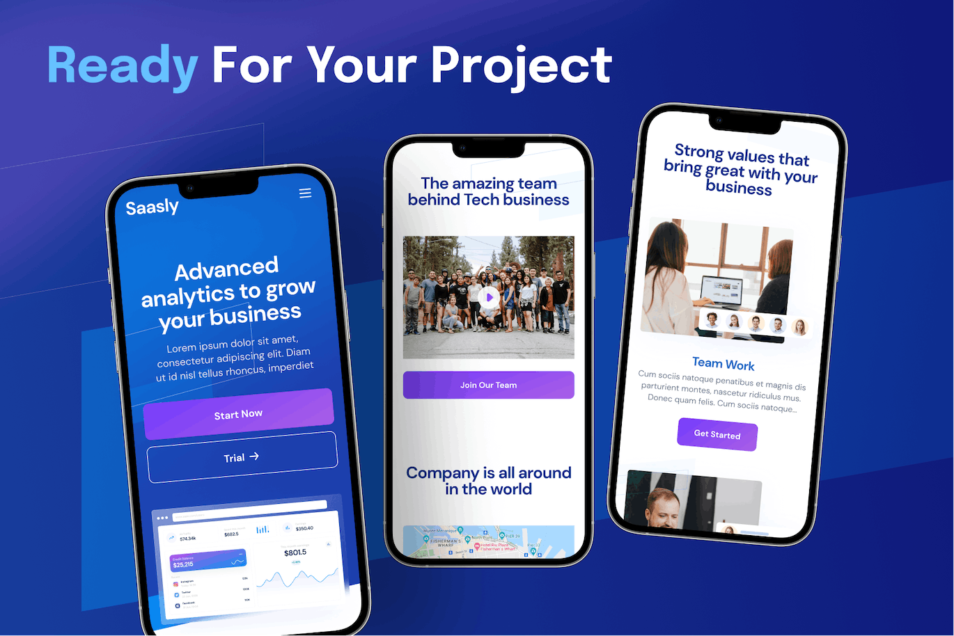 SaaS产品服务移动应用程序UI套件 Saasly – Tech & SaaS Mobile App UI Kit APP UI sucaiwan.com