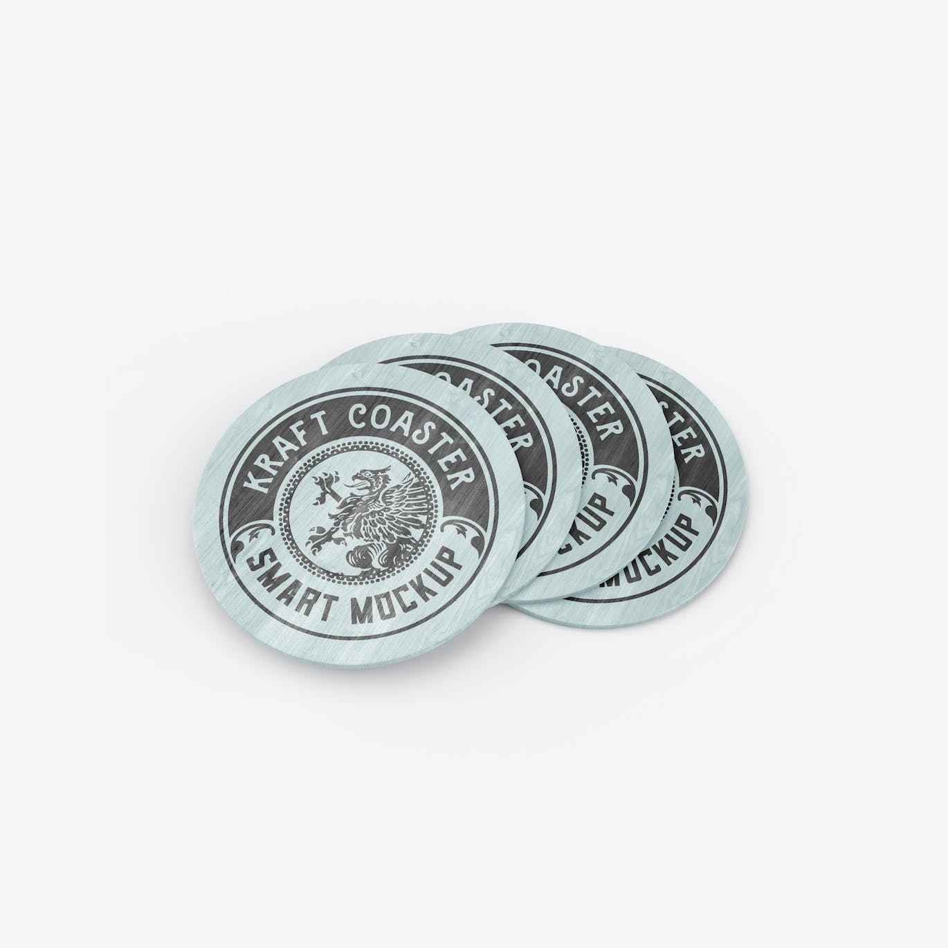 木制圆形杯垫Logo设计样机 Set Round Wooden Coaster Mockup 样机素材 sucaiwan.com