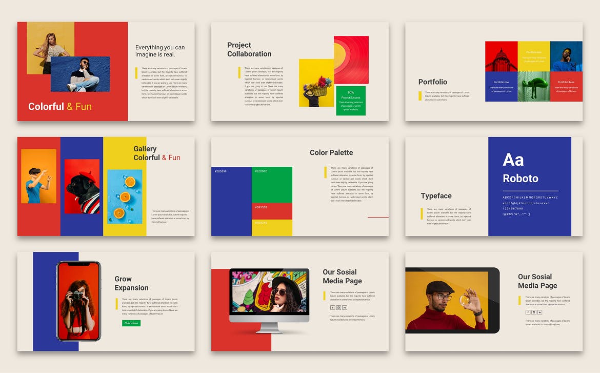 多彩创意介绍PPT模板下载 Couleur – Creative Business Powerpoint Template 幻灯图表 sucaiwan.com