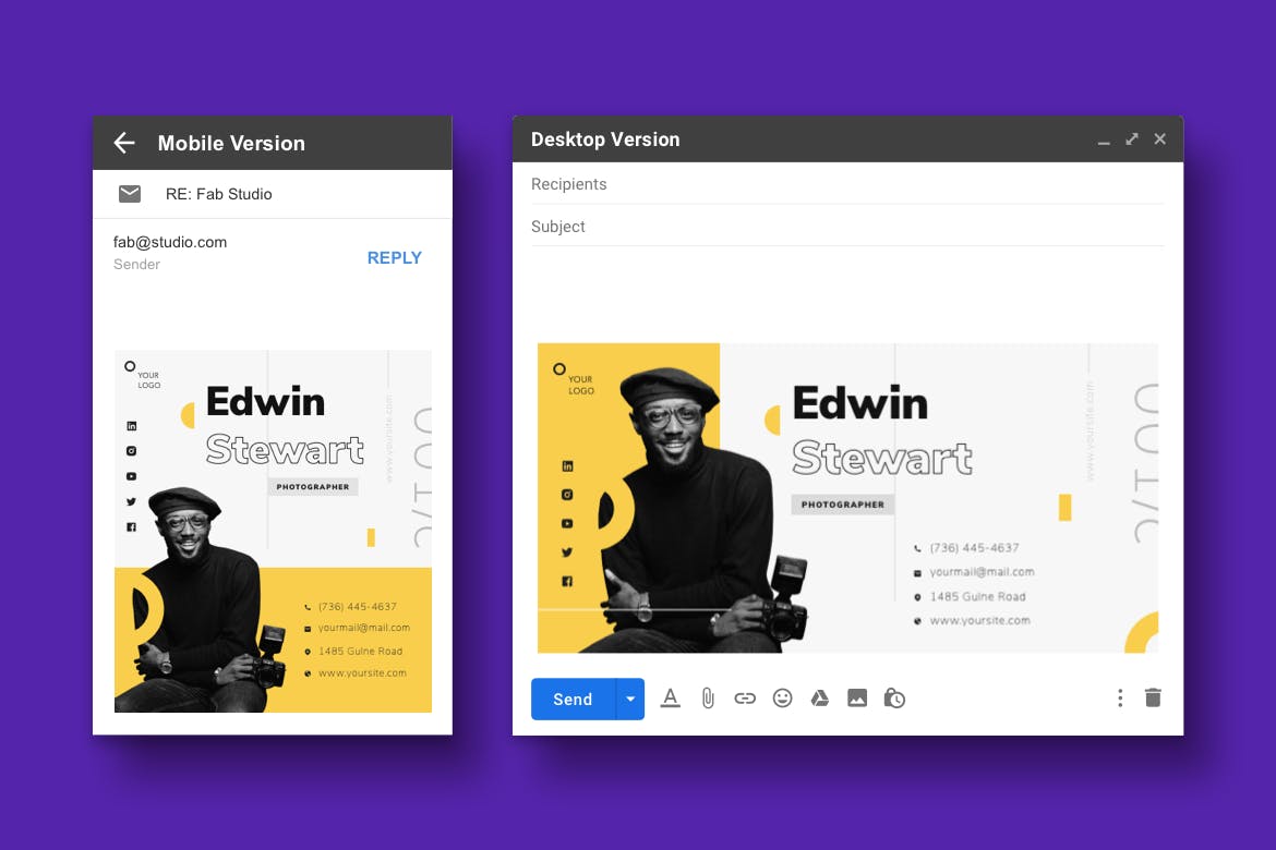 专业通用的电子邮件签名设计模板v1 Email SIgnature APP UI sucaiwan.com