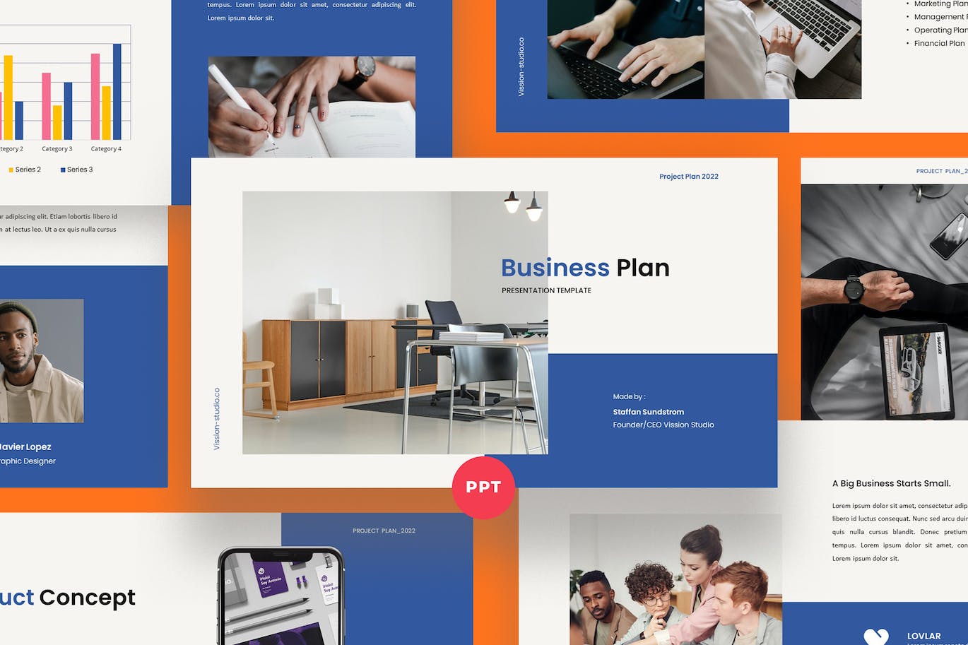 高端商务风企业计划PPT素材 Business Plan PowerPoint Template 幻灯图表 sucaiwan.com