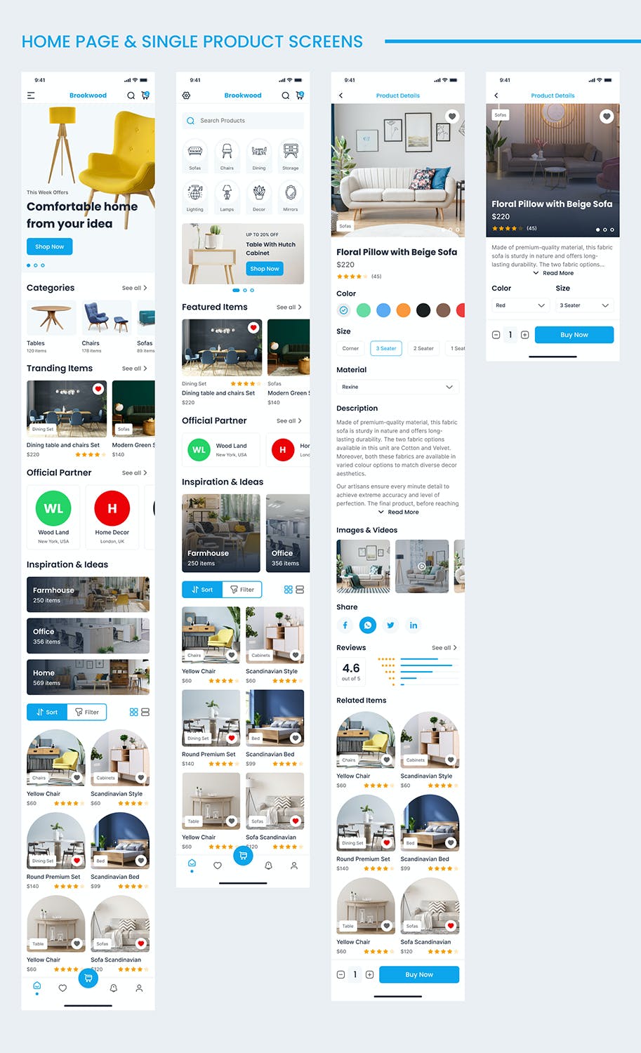 家具和家居装饰电子商务移动应用程序UI设计模板 Furniture & Home Decor eCommerce Mobile App UI APP UI 第7张-素材湾丨精选海外优质设计素材资源 家具和家居装饰电子商务移动应用程序UI设计模板 Furniture & Home Decor eCommerce Mobile App UI APP UI sucaiwan.com