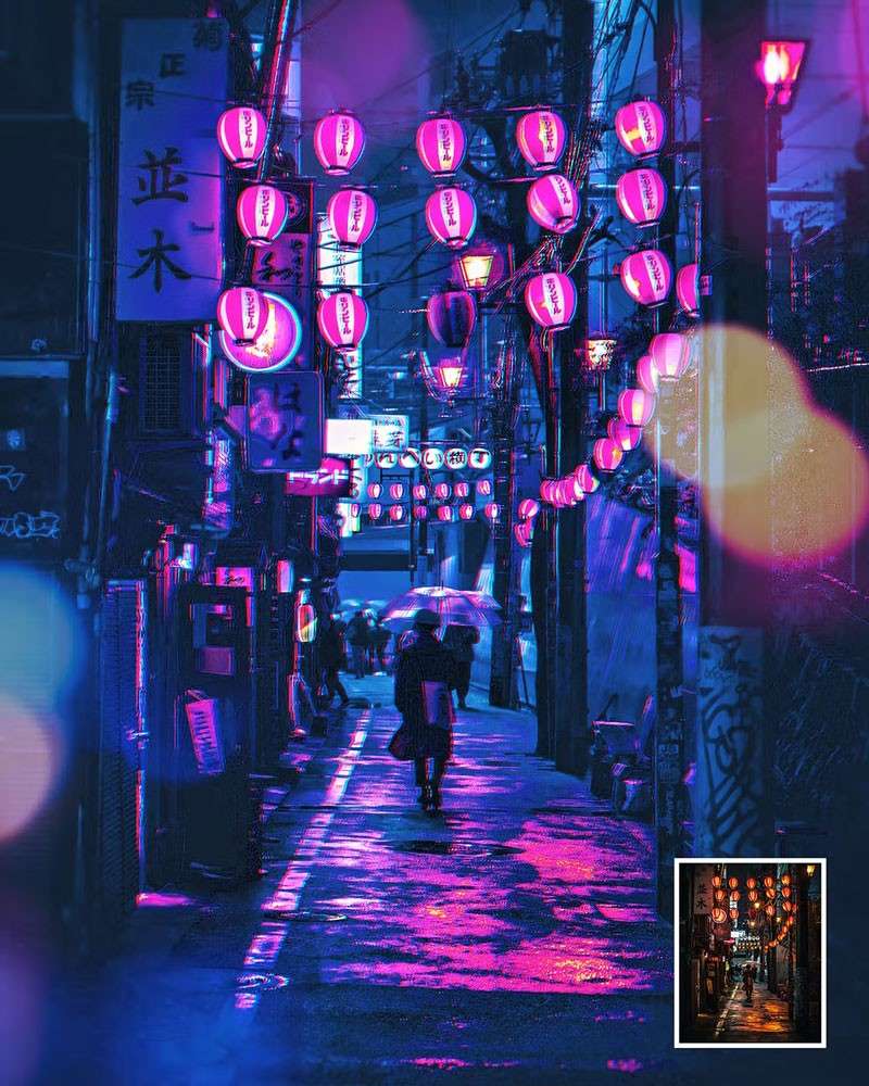 赛博朋克未来感特效PS动作，附视频教程 插件预设 sucaiwan.com