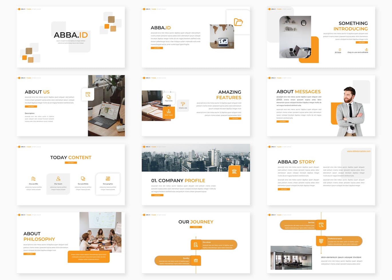 企业路演推广PPT幻灯片模板素材 Abba.id – Business Powerpoint Template 幻灯图表 sucaiwan.com