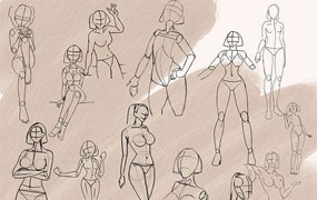 Procreate女性肢体线稿笔刷