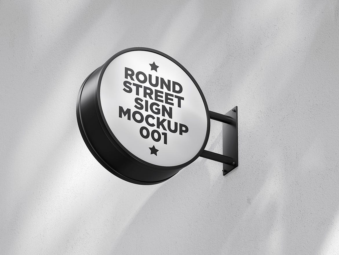 圆形街道标志招牌样机v1 Round Street Sign Mockup 001 样机素材 sucaiwan.com