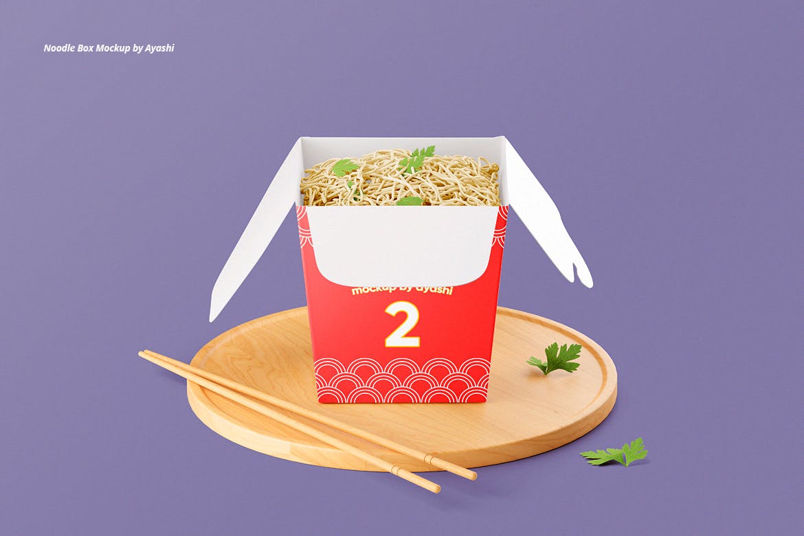 面条碗&面条纸盒样机 Noodle Box with Noodles Mockup 样机素材 sucaiwan.com