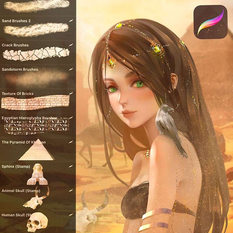 Procreate埃及场景画笔套装 笔刷资源 sucaiwan.com