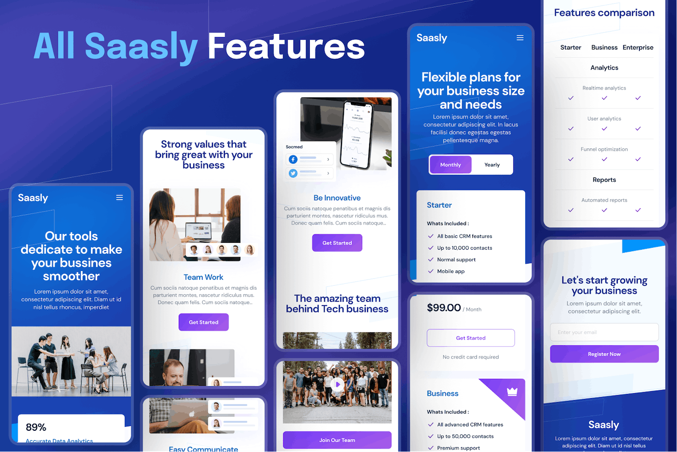 SaaS产品服务移动应用程序UI套件 Saasly – Tech & SaaS Mobile App UI Kit APP UI sucaiwan.com