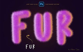 可爱毛绒效果文字PS动作
