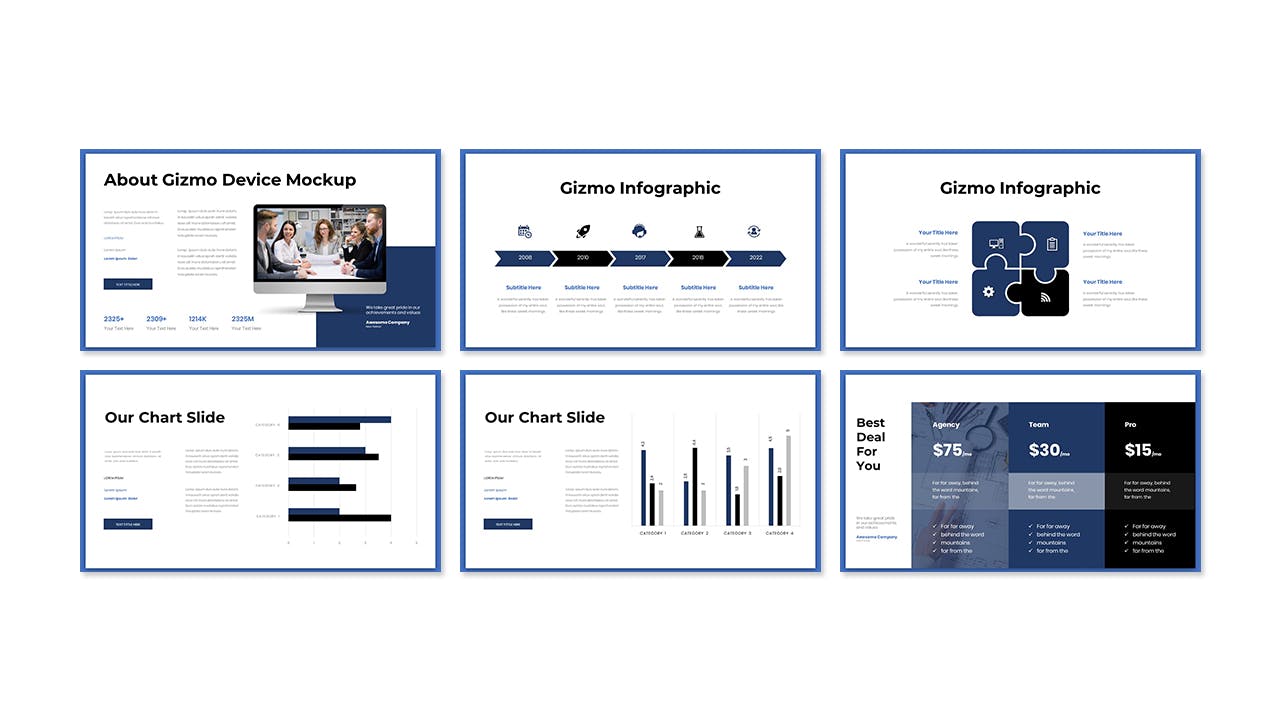 工作汇报Powerpoint模板下载 Gizmo – Business Presentation PowerPoint Template 幻灯图表 sucaiwan.com