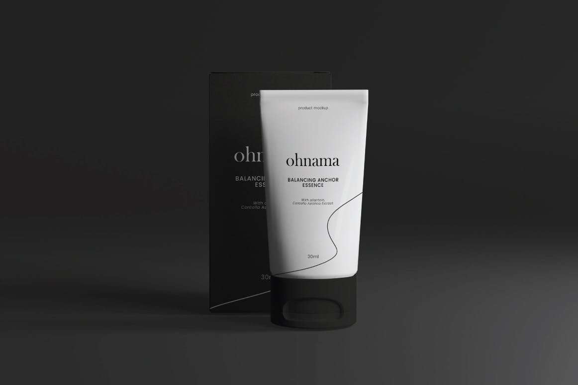 护肤品软管盒子包装设计样机 Skincare Floating Tube & Box Mockup 样机素材 sucaiwan.com