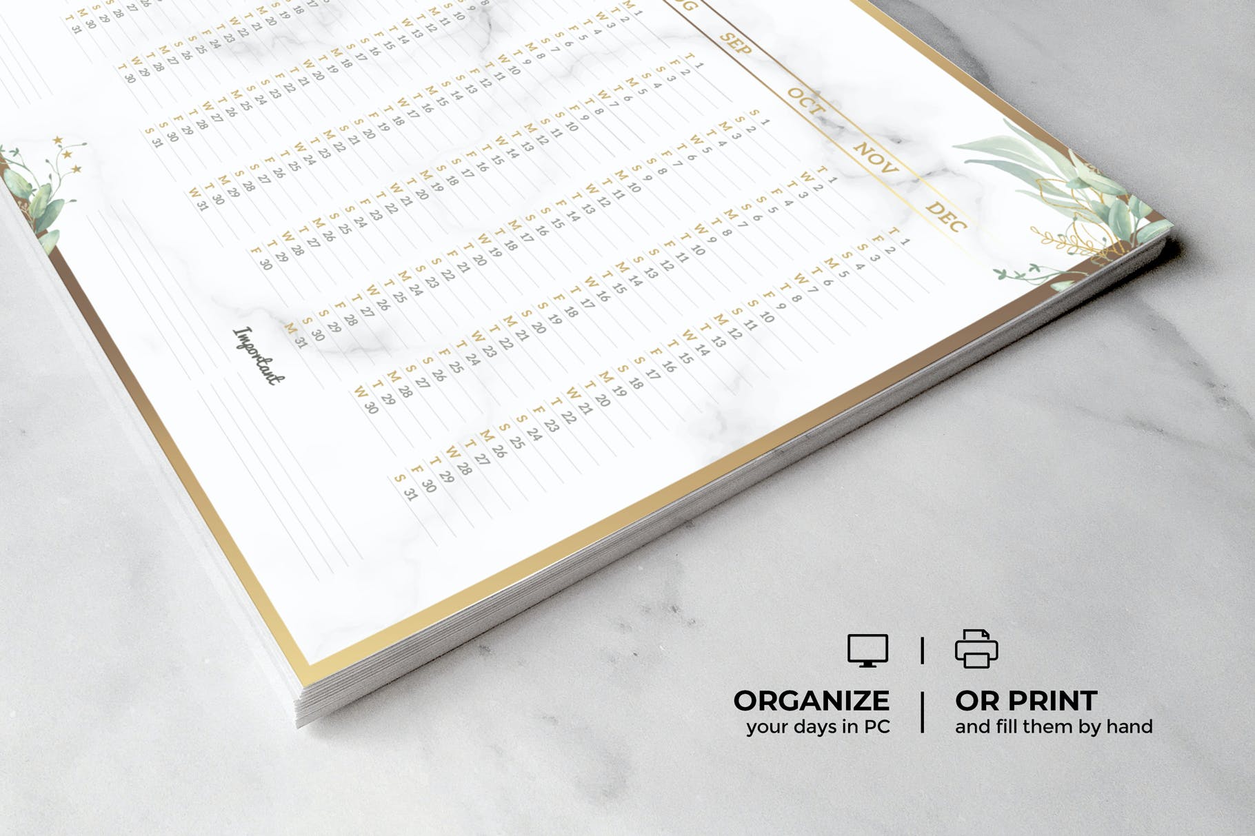 A3年度计划设计模板 Lux yearly planner A3 设计素材 sucaiwan.com