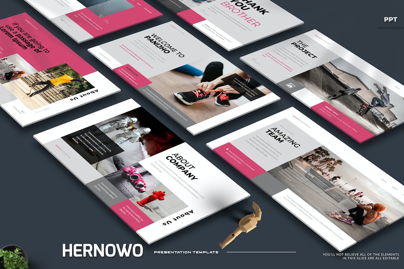 企业产品展示演示文稿PPT模板 Hernowo – Powerpoint Template 幻灯图表 sucaiwan.com