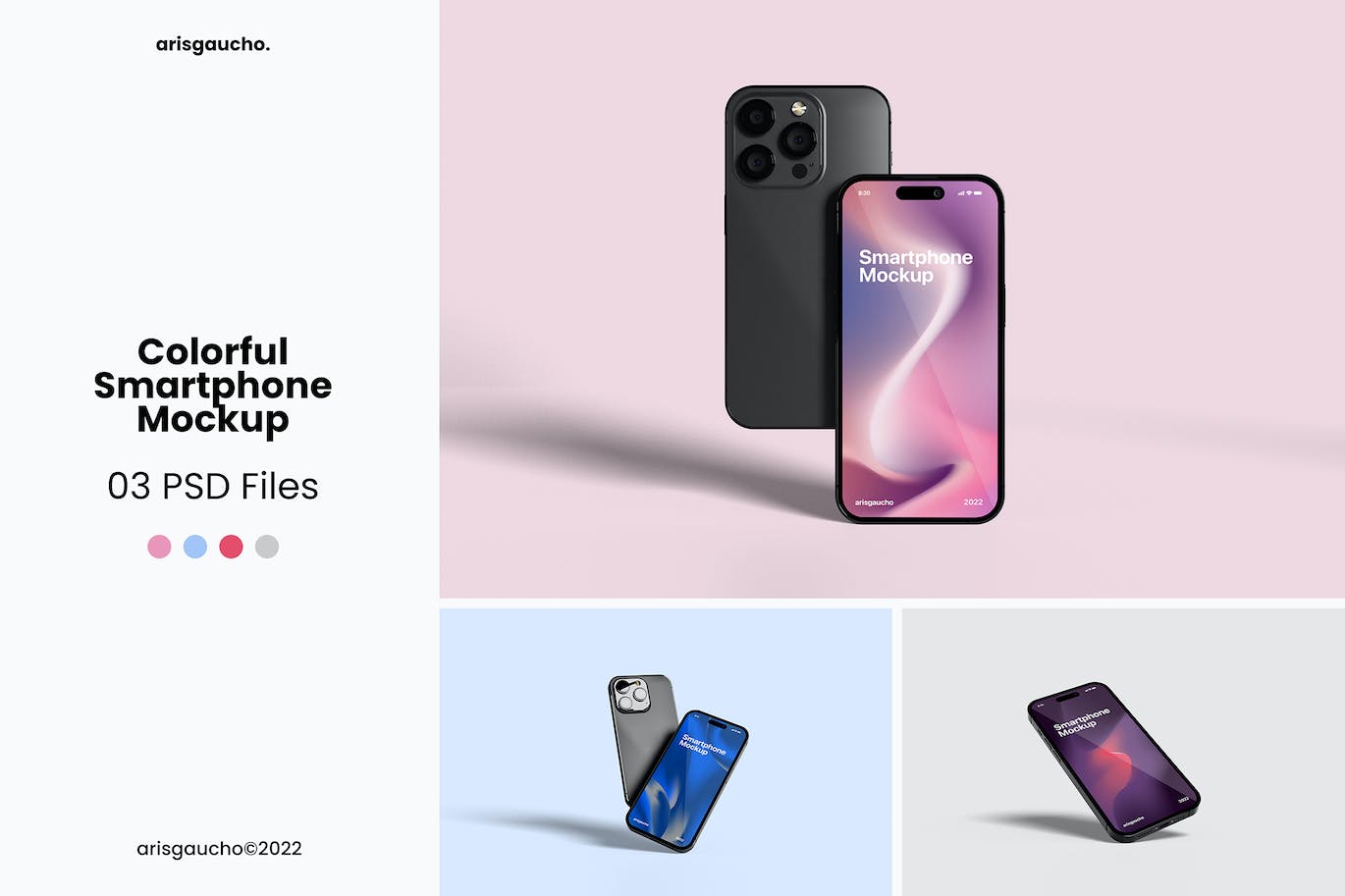 彩色苹果iPhone14智能手机样机 Colorful Smartphone Mockup 样机素材 sucaiwan.com
