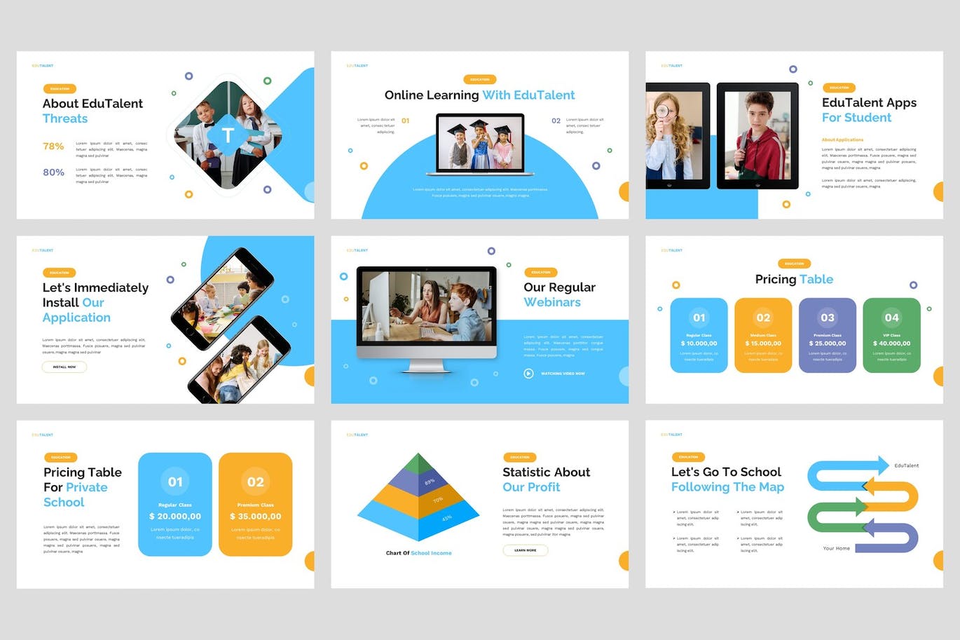 儿童教育课程PPT模板 EduTalent – Children Education Powerpoint Template 幻灯图表 sucaiwan.com