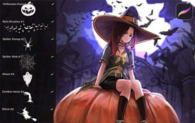 20个万圣节剪影Procreate笔刷