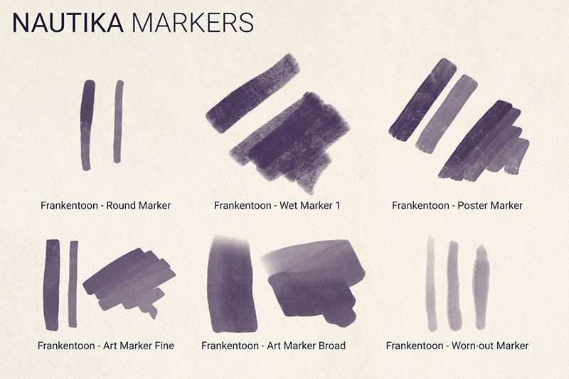 CG油墨、水笔马克笔Procreate笔刷套装 笔刷资源 sucaiwan.com