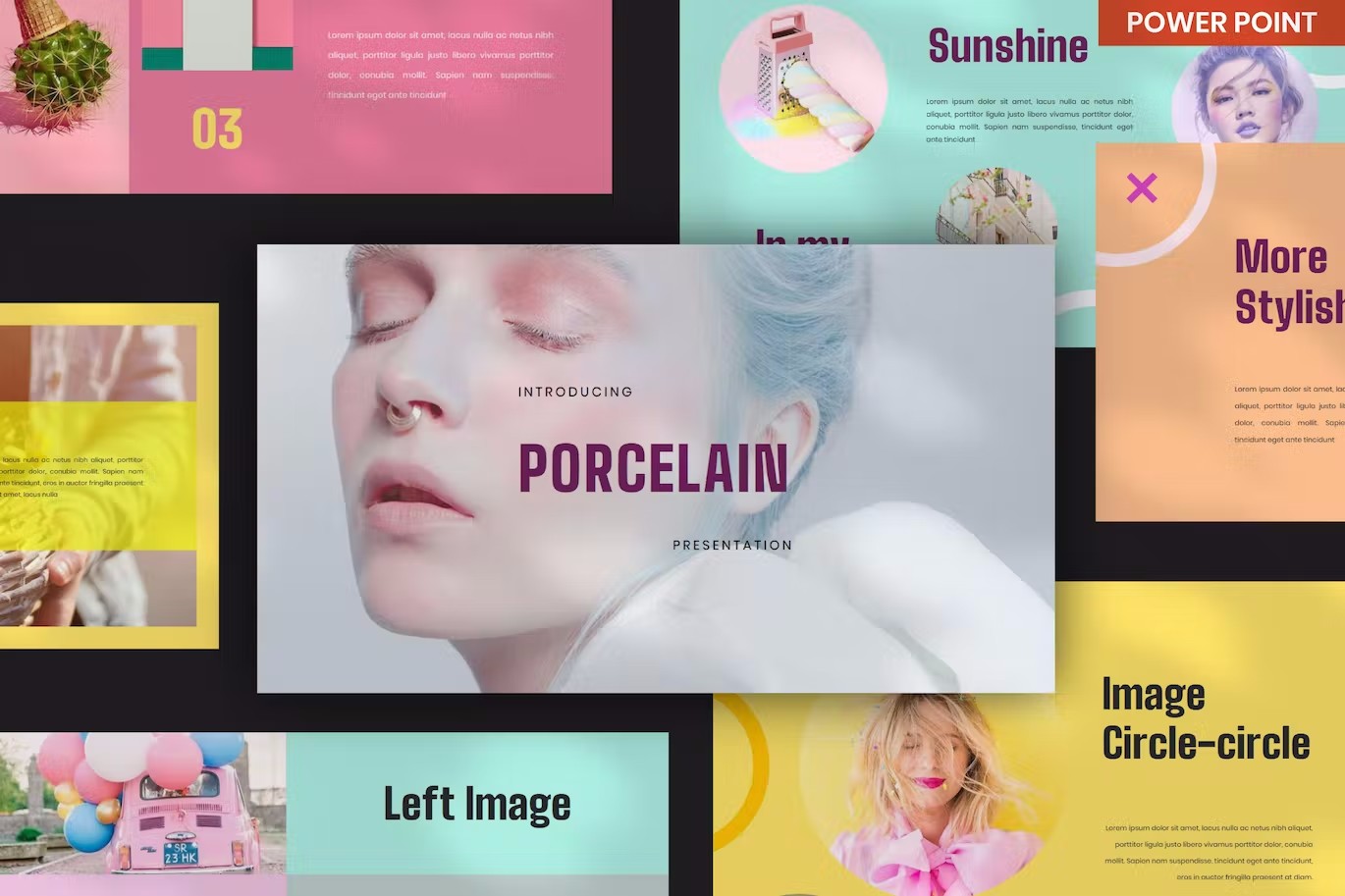 时尚提案演示PPT幻灯片模板下载 Porcelain PowerPoint 幻灯图表 sucaiwan.com