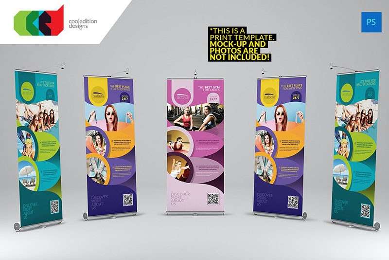 健身瑜伽易拉宝设计模板，PSD源文件 样机素材 sucaiwan.com