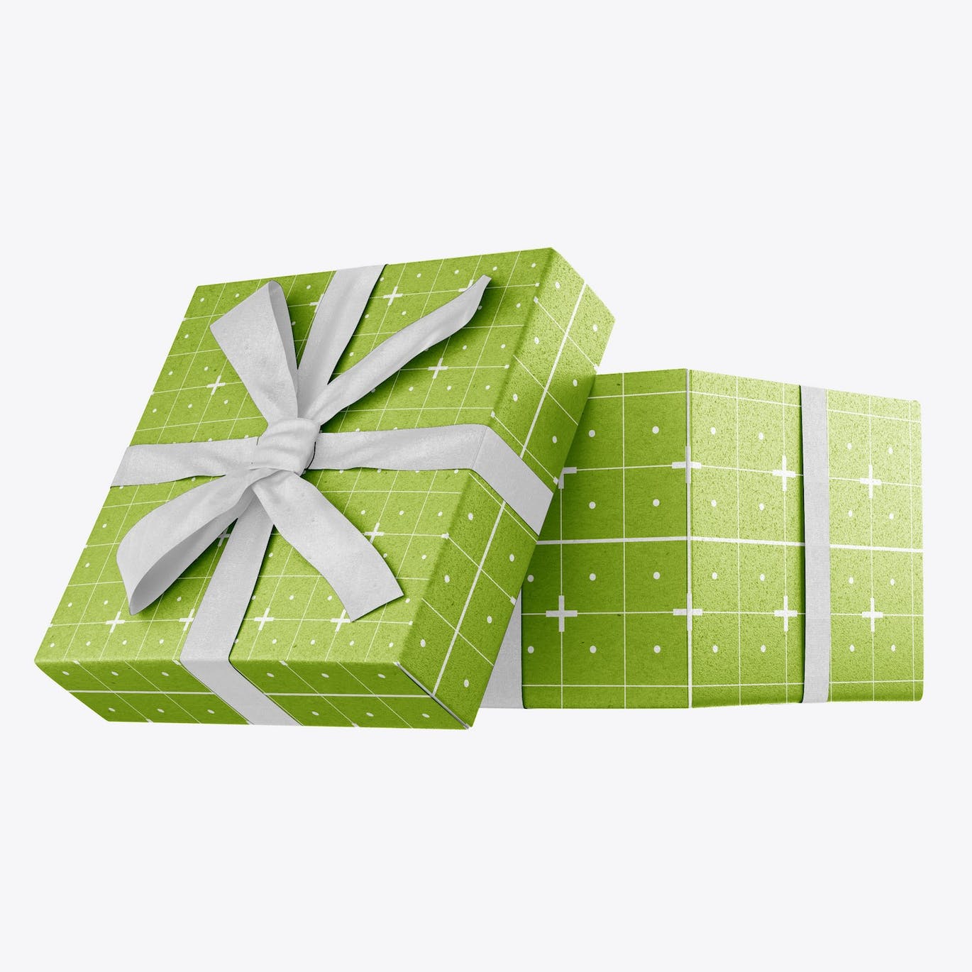 光泽蝴蝶结礼品盒设计样机 Set Glossy Gift Box Mockup 样机素材 sucaiwan.com