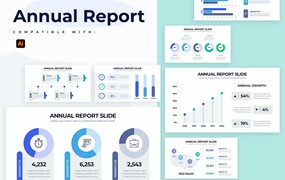 年度报告信息图表矢量模板 Business Annual Report Illustrator Infographics