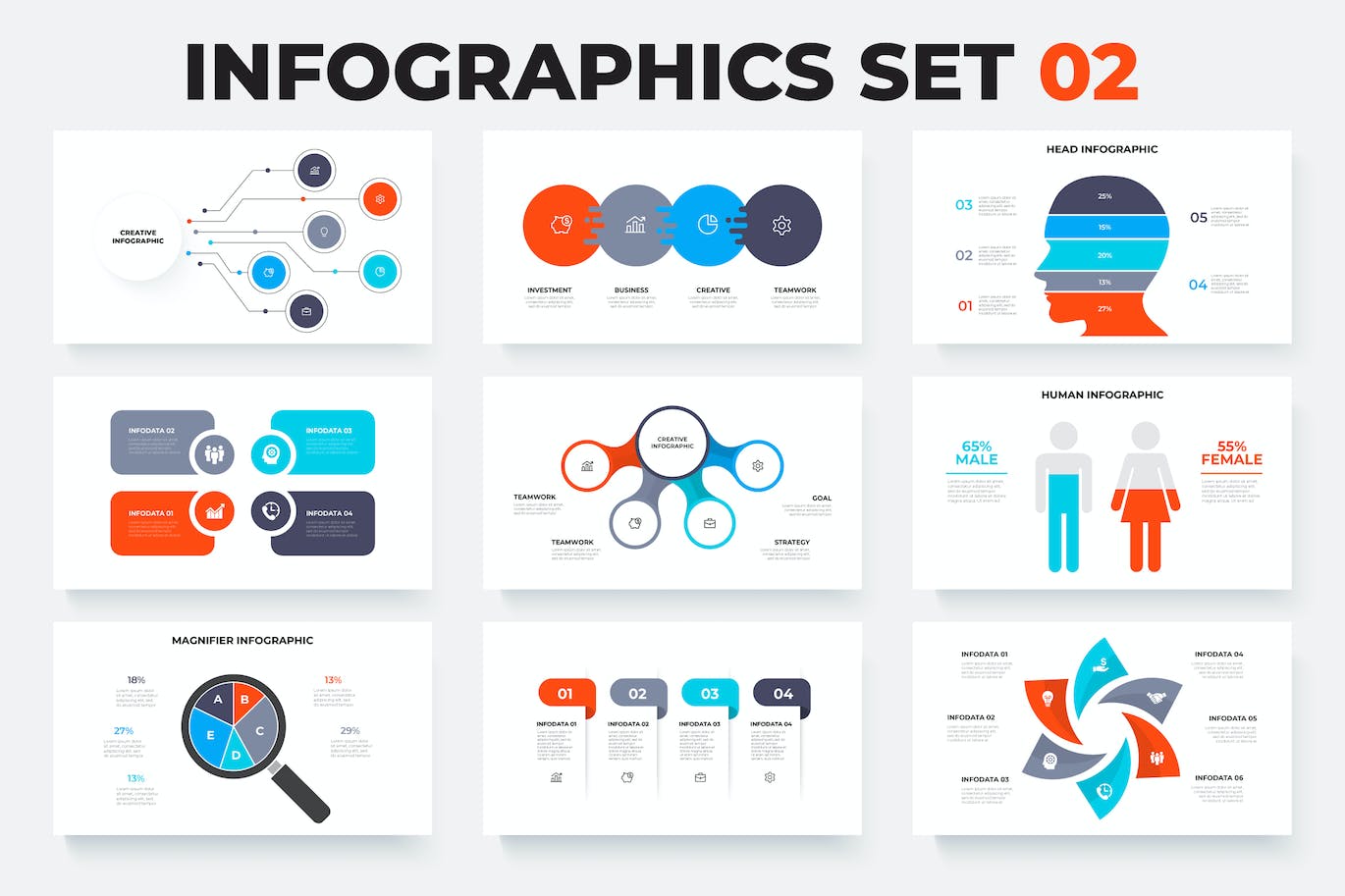 步骤流程信息图表元素集v2 Infographics Elements Set 02 幻灯图表 sucaiwan.com