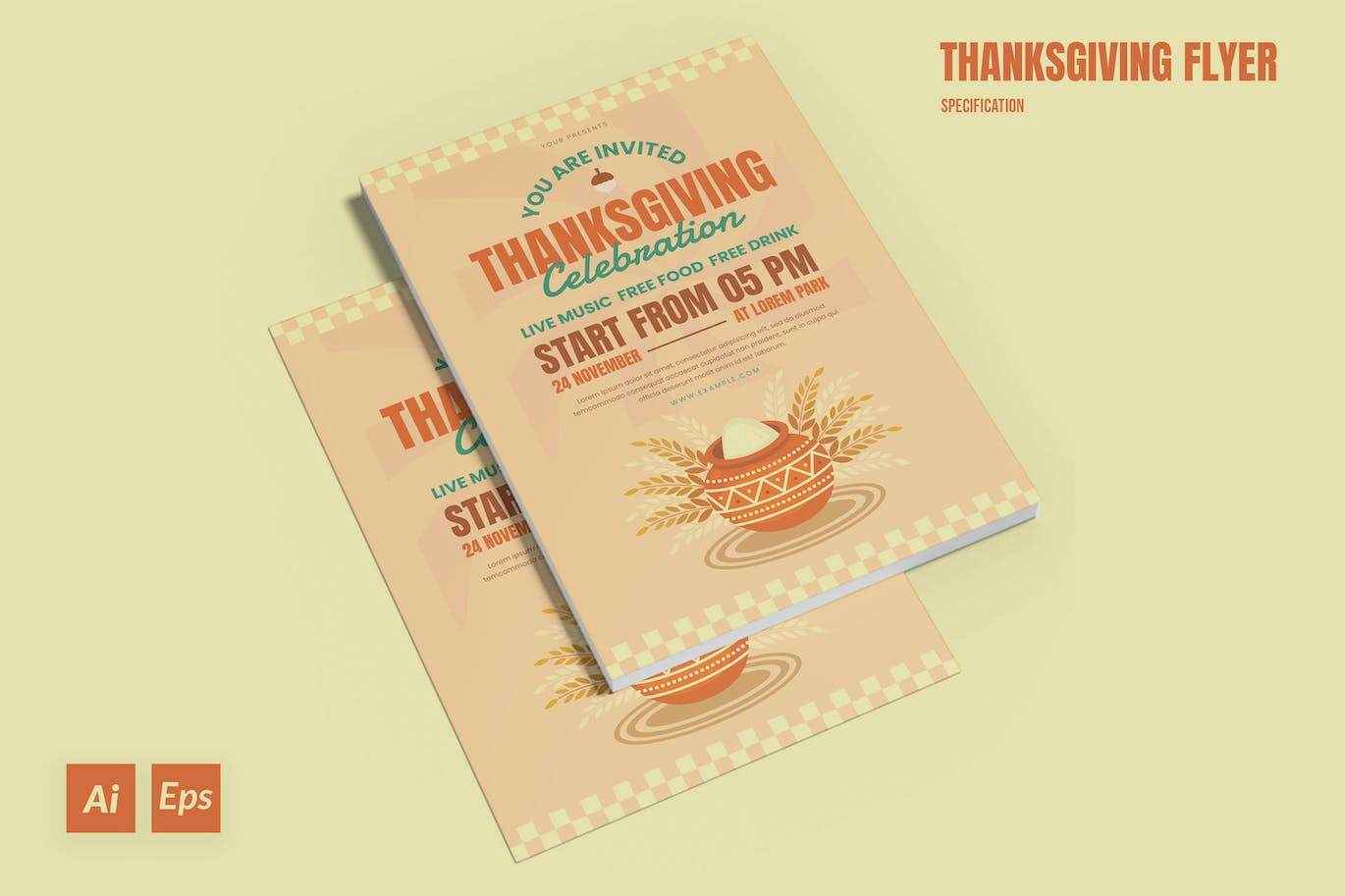 感恩节海报传单设计模板 Thanksgiving Flyer Template 设计素材 sucaiwan.com