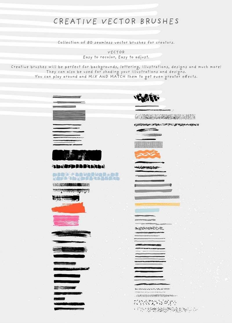 80个干油墨AI矢量笔刷 笔刷资源 sucaiwan.com