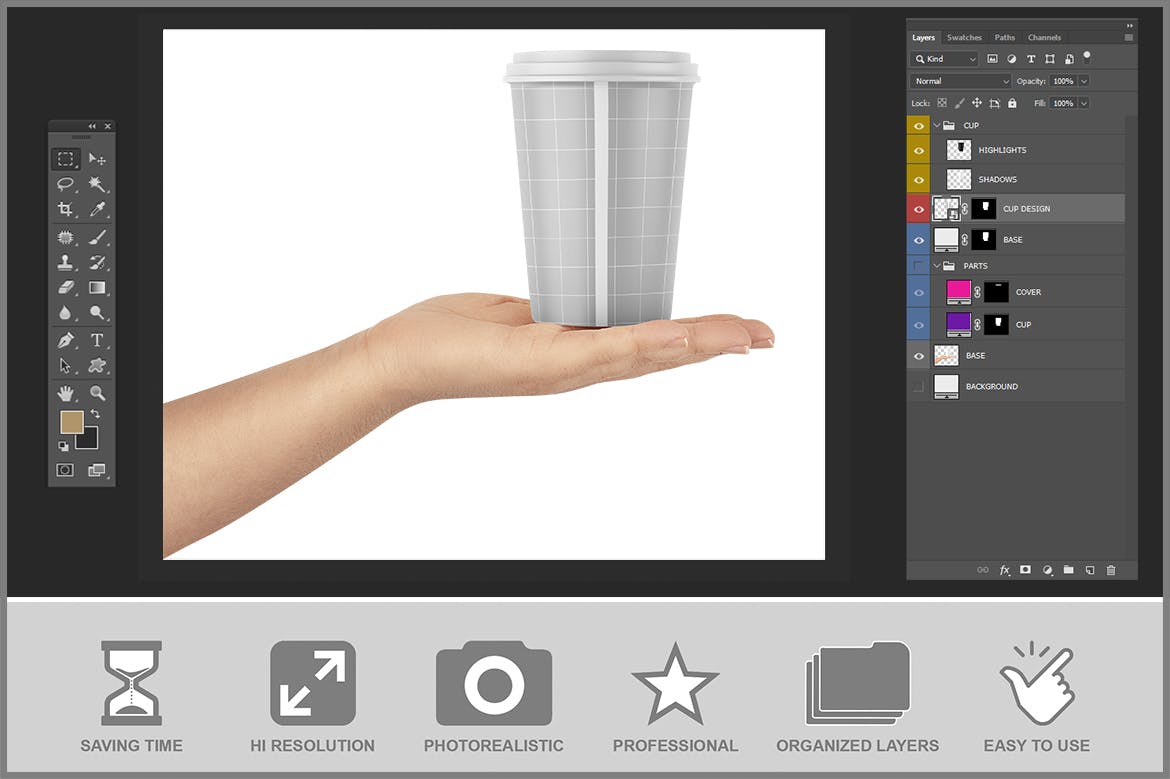 手托咖啡杯品牌包装设计样机 Cup in Woman’s Hand Mockup PSD 样机素材 第5张-素材湾丨精选海外优质设计素材资源 手托咖啡杯品牌包装设计样机 Cup in Woman’s Hand Mockup PSD 样机素材 sucaiwan.com