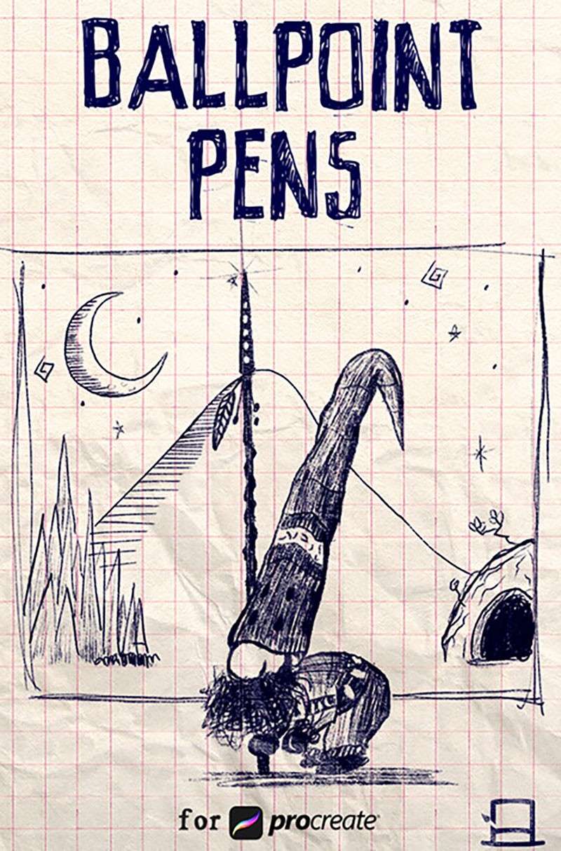 12个圆珠笔画Procreate笔刷 笔刷资源 sucaiwan.com
