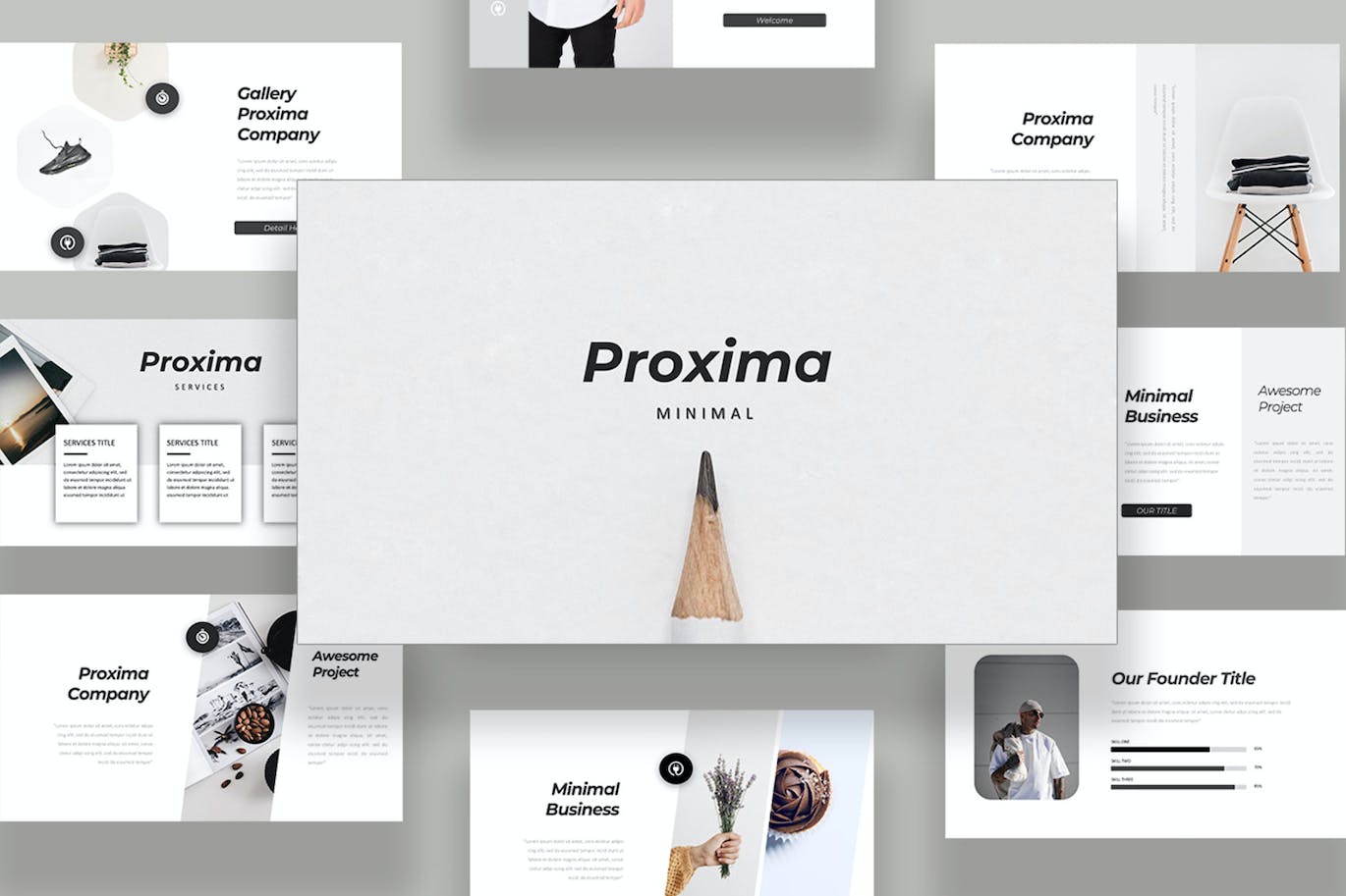 公司/企业介绍PPT模板下载 Proxima Minimal Powerpoint Template 幻灯图表 sucaiwan.com