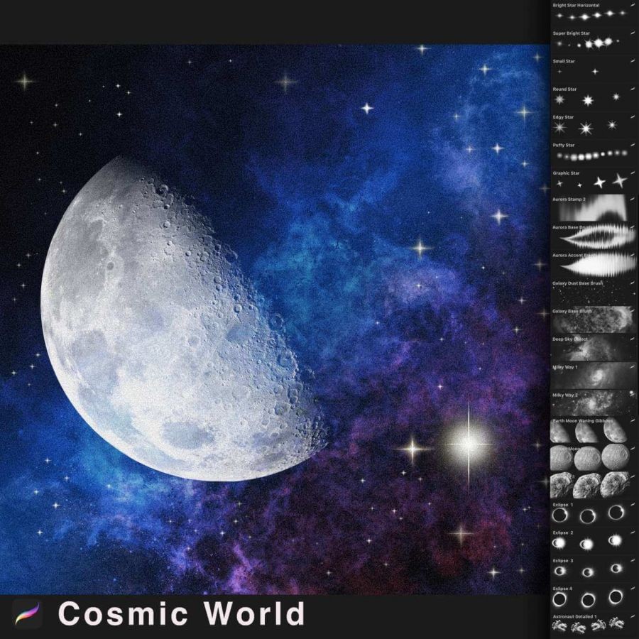 Procreate宇宙星球笔刷 笔刷资源 sucaiwan.com