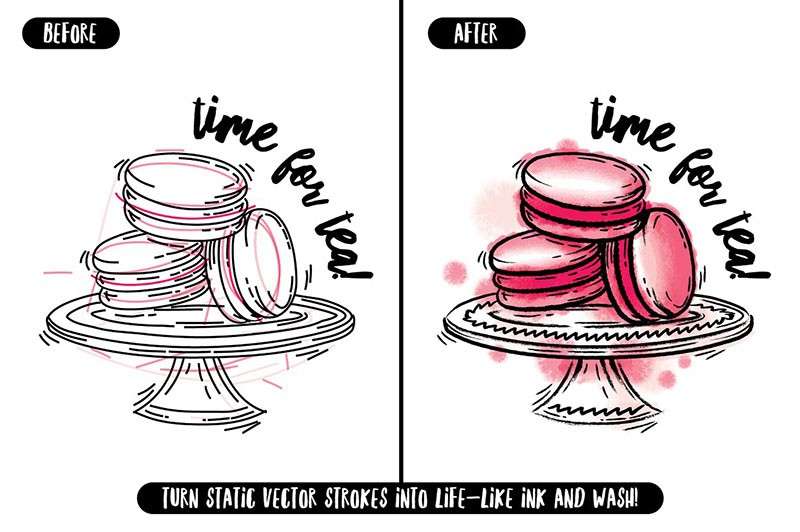 AI油墨画笔刷套装 笔刷资源 sucaiwan.com