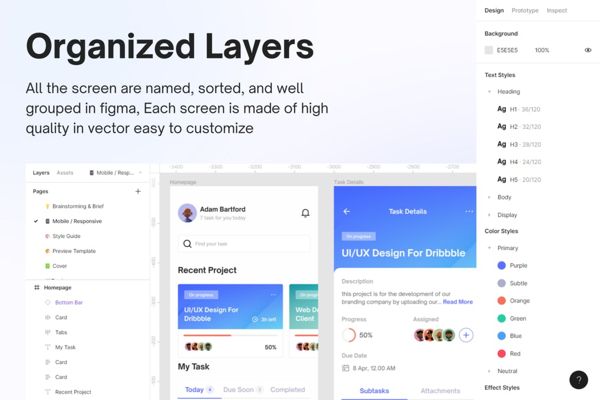 任务管理App移动应用UI模板 Task Management Mobile App UI Kit Template APP UI sucaiwan.com
