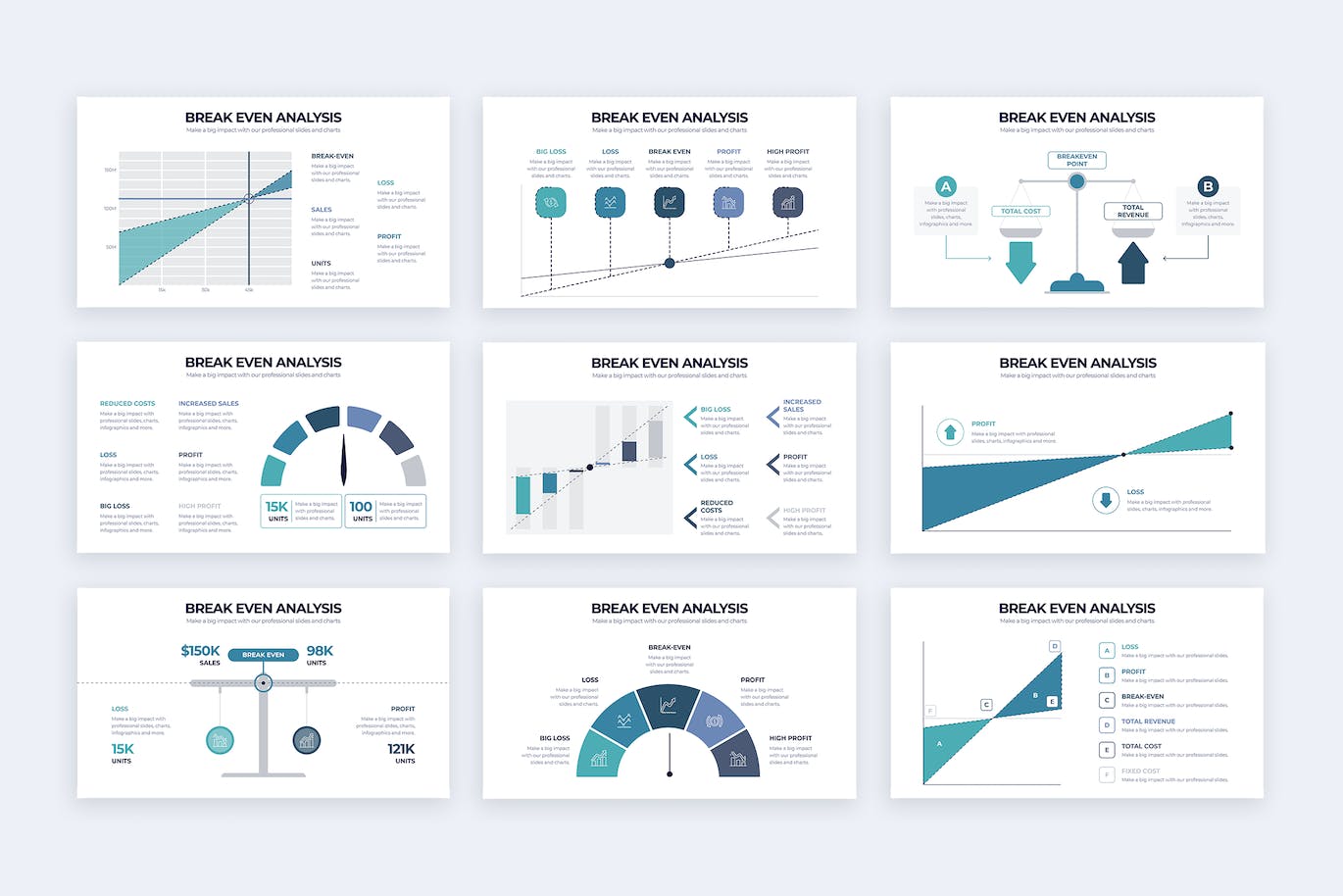 收支平衡信息图表矢量模板 Business Break Even Illustrator Infographics 幻灯图表 sucaiwan.com