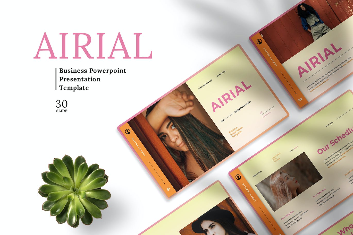 女性时尚品牌推广PPT素材 Airial – Business Presentation PowerPoint Template 幻灯图表 sucaiwan.com