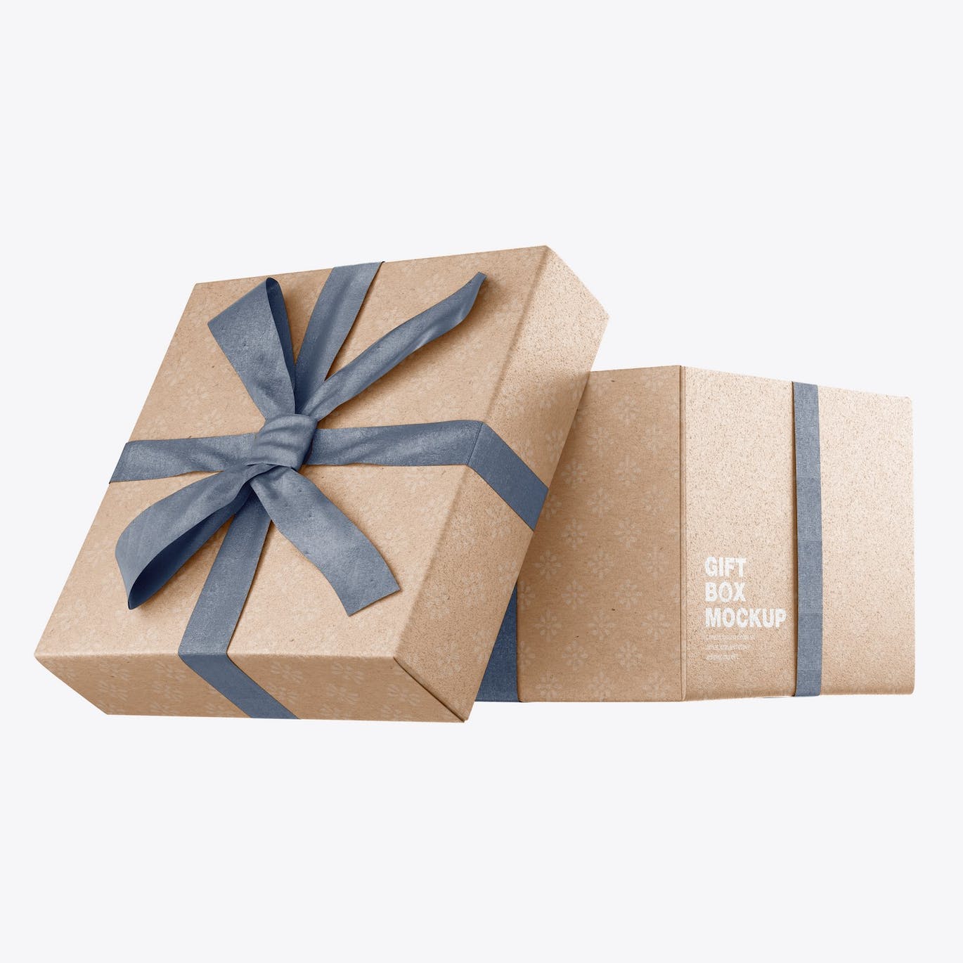 光泽蝴蝶结礼品盒设计样机 Set Glossy Gift Box Mockup 样机素材 sucaiwan.com