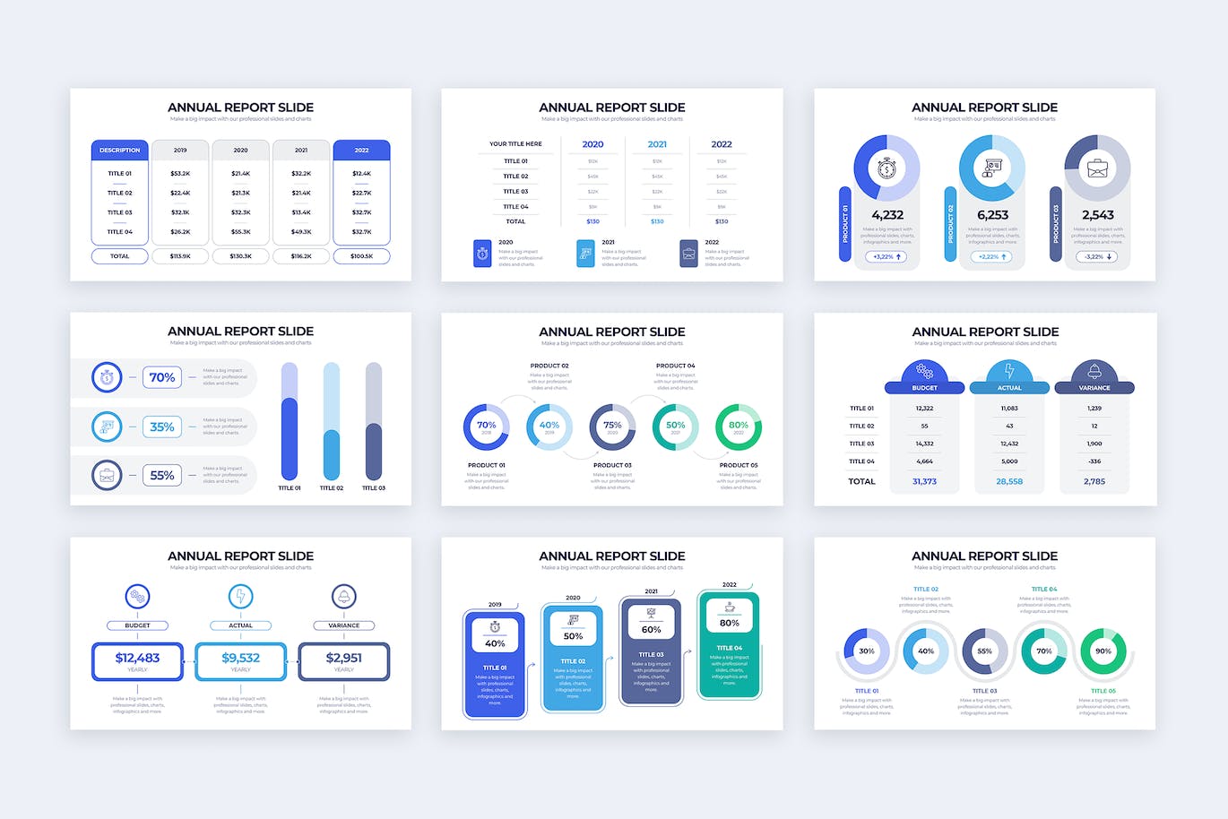 年度报告信息图表矢量模板 Business Annual Report Illustrator Infographics 幻灯图表 sucaiwan.com