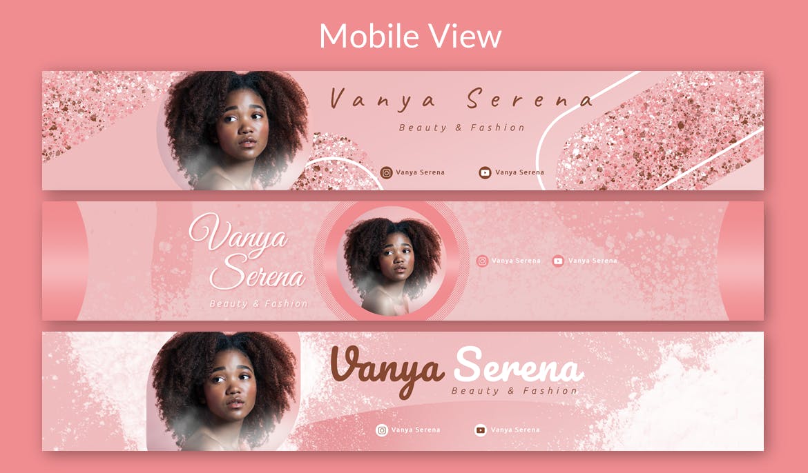 美容时尚–Youtube频道艺术Banner模板 Beauty Fashion – Youtube Channel Art Header 设计素材 sucaiwan.com