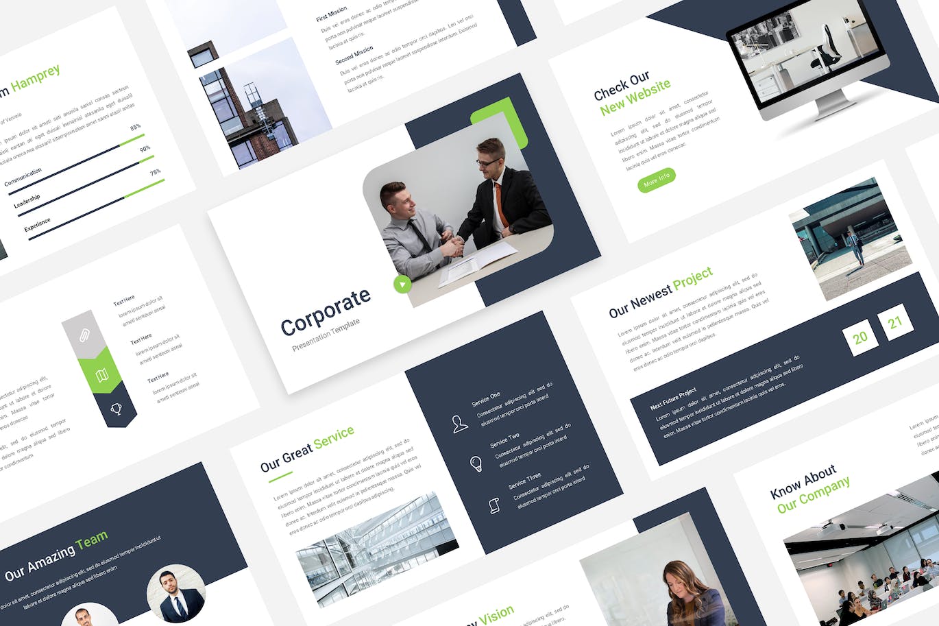 企业年度报告PPT创意模板 Corporate – Business PowerPoint Template 幻灯图表 sucaiwan.com
