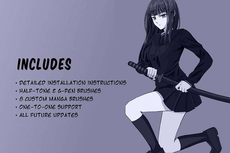漫画动漫Procreate画笔套件 笔刷资源 sucaiwan.com