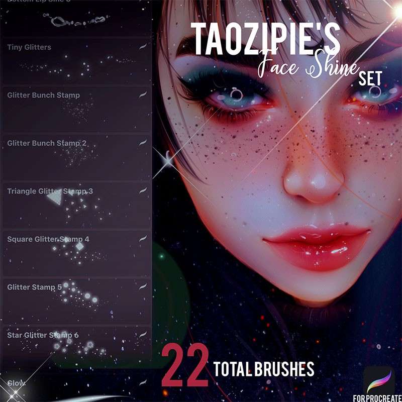 21支脸部光效Procreate笔刷 笔刷资源 sucaiwan.com